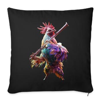 Rooster Flute - Sofa pillowcase 17,3'' x 17,3'' (45 x 45 cm) - black - Front