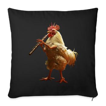 Rooster Flute - Sofa pillowcase 17,3'' x 17,3'' (45 x 45 cm) - black - Front