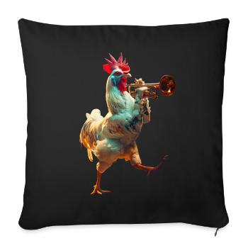 Rooster Trumpet - Sofa pillowcase 17,3'' x 17,3'' (45 x 45 cm) - black - Front