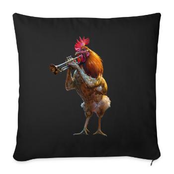 Rooster Trumpet - Sofa pillowcase 17,3'' x 17,3'' (45 x 45 cm) - black - Front
