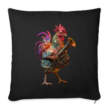 Rooster Tuba - Sofa pillowcase 17,3'' x 17,3'' (45 x 45 cm) - black - Front