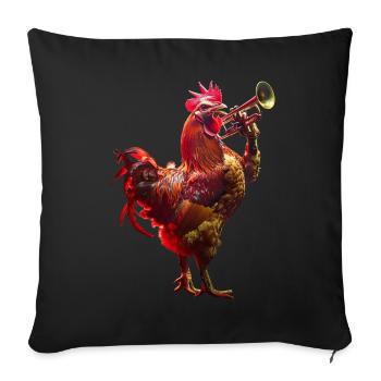 Rooster Trumpet - Sofa pillowcase 17,3'' x 17,3'' (45 x 45 cm) - black - Front