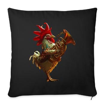 Rooster Tuba - Sofa pillowcase 17,3'' x 17,3'' (45 x 45 cm) - black - Front