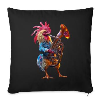 Rooster Tuba - Sofa pillowcase 17,3'' x 17,3'' (45 x 45 cm) - black - Front
