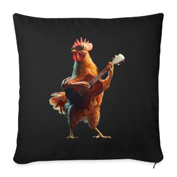 Ukulélé Coq - Housse de coussin décorative 45 x 45 cm - noir - Devant