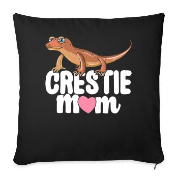 Crestie Mom Gecko à crête Lézard - Housse de coussin décorative 45 x 45 cm - noir - Devant