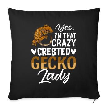, je suis la folle gecko à crête Crestie - Housse de coussin décorative 45 x 45 cm - noir - Devant