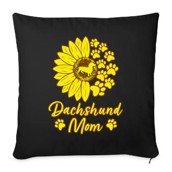 Dachshund Mom Dog Mom Dog Lover Sunflower - Sofa pillowcase 17,3'' x 17,3'' (45 x 45 cm) - black - Front