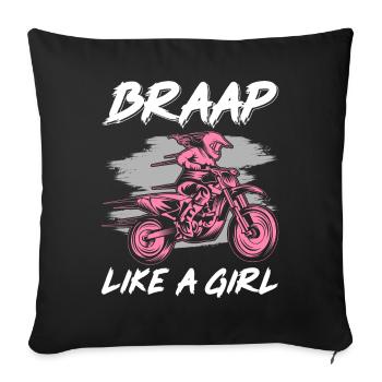 Lustiges Dirt Bike Girl Biker Offroad Motorrad Bra - Sofakissenbezug 45 x 45 cm - Schwarz - Vorne