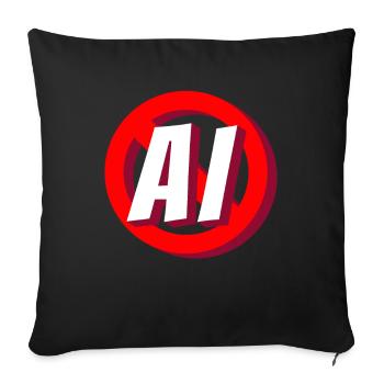 Stop AI signe contre Ki - Housse de coussin décorative 45 x 45 cm - noir - Devant