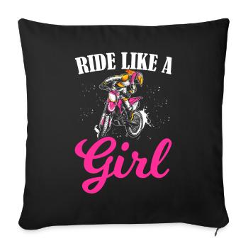 Dirt Bike Girl Biker Motorcycle Women Ride Like A G - Sofa pillowcase 17,3'' x 17,3'' (45 x 45 cm) - black - Front