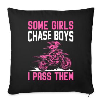 Dirt Bike Fille Motard Moto Filles Chase Garçons I P - Housse de coussin décorative 45 x 45 cm - noir - Devant