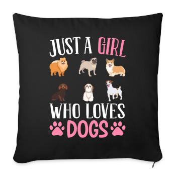 Juste une fille qui aime les chiens Fille chien - Housse de coussin décorative 45 x 45 cm - noir - Devant