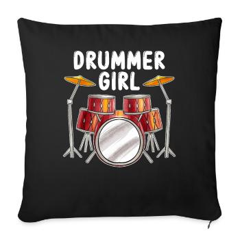 Drummer Girl Drums Musician Drumliebh - Sofa pillowcase 17,3'' x 17,3'' (45 x 45 cm) - black - Front