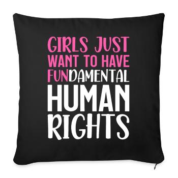 Liberal Feminists Girls Basic Human - Sofa pillowcase 17,3'' x 17,3'' (45 x 45 cm) - black - Front