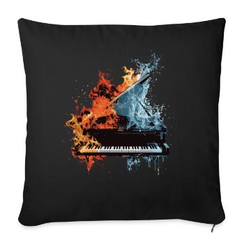 Klavier - Sofakissenbezug 45 x 45 cm - Schwarz - Vorne
