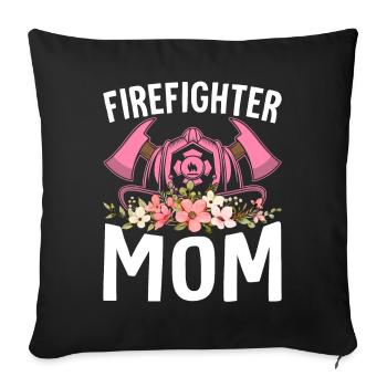 Maman pompier Lutte contre l’incendie - Housse de coussin décorative 45 x 45 cm - noir - Devant