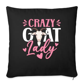 Crazy Goat Woman Goat Lover Goat Family - Sofa pillowcase 17,3'' x 17,3'' (45 x 45 cm) - black - Front
