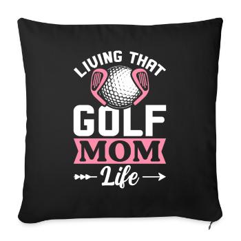 La vie d’une maman golfeuse Golfeur Jouer au golf - Housse de coussin décorative 45 x 45 cm - noir - Devant