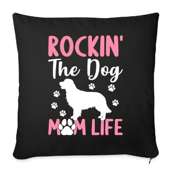 Rockin' The Dog Mom Life Golden Retriever Mom Hall - Housse de coussin décorative 45 x 45 cm - noir - Devant