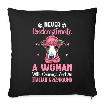 Mrs. Courage Italian Greyhound Dog Lover - Sofa pillowcase 17,3'' x 17,3'' (45 x 45 cm) - black - Front