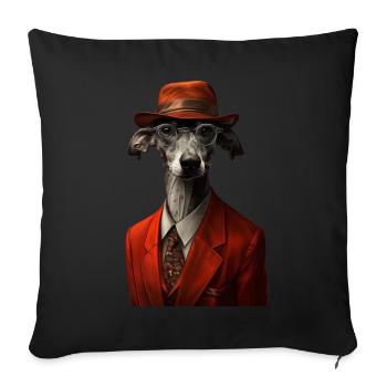 Whippet - Sofakissenbezug 45 x 45 cm - Schwarz - Vorne