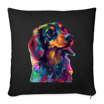 Dackel - Sofakissenbezug 45 x 45 cm - Schwarz - Vorne