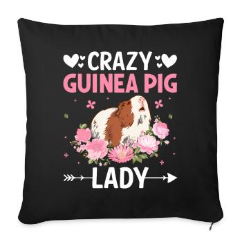 Crazy guinea pig lady - Sofa pillowcase 17,3'' x 17,3'' (45 x 45 cm) - black - Front