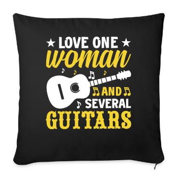 Femme Plusieurs Guitares Guitariste Fille - Housse de coussin décorative 45 x 45 cm - noir - Devant