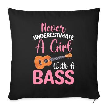 Une fille avec un bassiste - Housse de coussin décorative 45 x 45 cm - noir - Devant