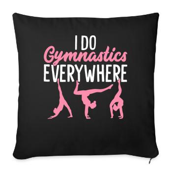 Je fais de la gymnastique partout Gymnaste Acrobate - Housse de coussin décorative 45 x 45 cm - noir - Devant