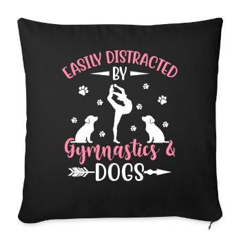 Gymnastique distraite Chiens Gymnaste Gymnastique - Housse de coussin décorative 45 x 45 cm - noir - Devant