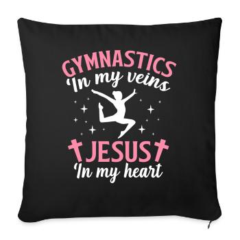 Gymnastics Veins Jesus Heart Gymnast Girl Jesus - Sofa pillowcase 17,3'' x 17,3'' (45 x 45 cm) - black - Front