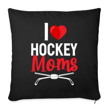 J’aime les mamans de hockey Joueurs de hockey Mamans - Housse de coussin décorative 45 x 45 cm - noir - Devant