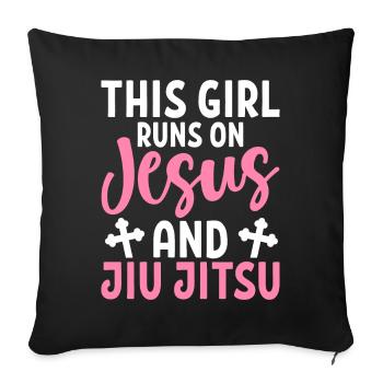 Girl running on Jesus Jiu Jitsu BJJ Martial Arts - Sofa pillowcase 17,3'' x 17,3'' (45 x 45 cm) - black - Front