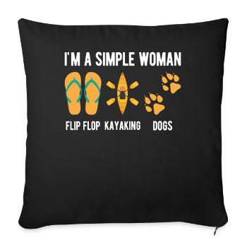 Frau Flip Flop Kajak Hunde Kajak Frauen Rafting - Sofakissenbezug 45 x 45 cm - Schwarz - Vorne