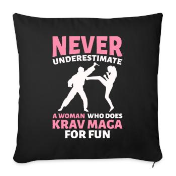 Frau, die Krav Maga zum Spaß macht Krav Maga - Sofakissenbezug 45 x 45 cm - Schwarz - Vorne