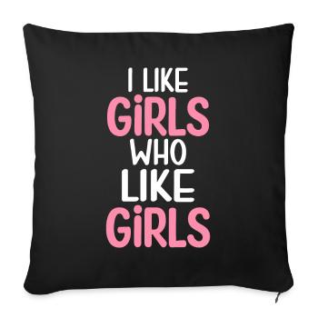 fille lesbienne LGBTQ j’aime les filles qui - Housse de coussin décorative 45 x 45 cm - noir - Devant