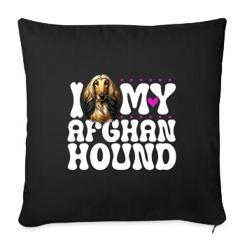 J’adore mon lévrier afghan - Housse de coussin décorative 45 x 45 cm - noir - Devant