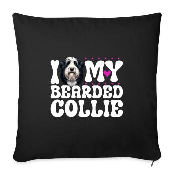 J’adore mon Bearded Collie - Housse de coussin décorative 45 x 45 cm - noir - Devant