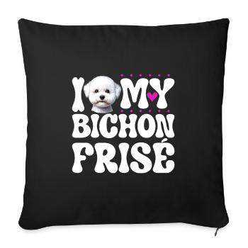 J'adore mon Bichon Frise - Housse de coussin décorative 45 x 45 cm - noir - Devant