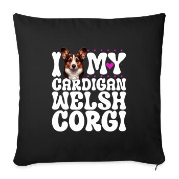 I love my Welsh Corgi Cardigan - Sofa pillowcase 17,3'' x 17,3'' (45 x 45 cm) - black - Front