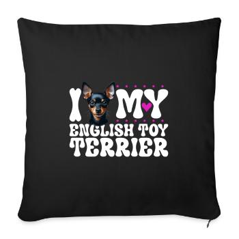 J’adore mon Toy Terrier anglais - Housse de coussin décorative 45 x 45 cm - noir - Devant