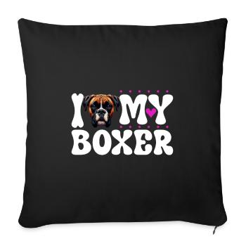 J'adore mon boxeur - Housse de coussin décorative 45 x 45 cm - noir - Devant