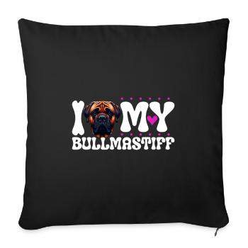 J'adore mon Bullmastiff - Housse de coussin décorative 45 x 45 cm - noir - Devant