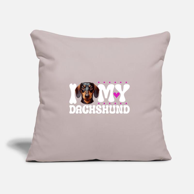 J'aime mon teckel Housse de coussin décorative 45 x 45 cm