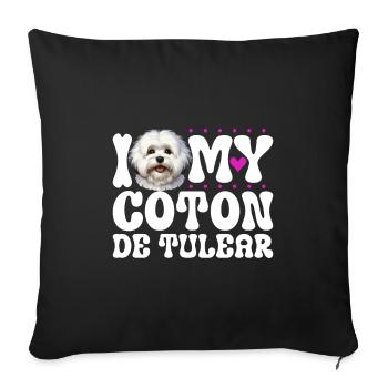 J'adore mon Coton de Tuléar - Housse de coussin décorative 45 x 45 cm - noir - Devant