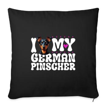 I love my German Pinscher - Sofa pillowcase 17,3'' x 17,3'' (45 x 45 cm) - black - Front