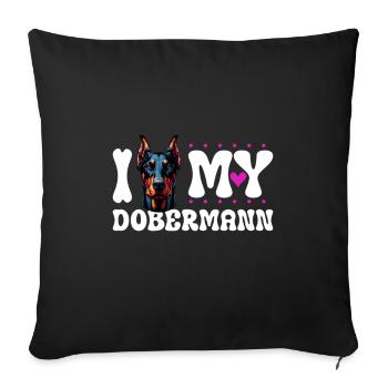 J'adore mon Doberman - Housse de coussin décorative 45 x 45 cm - noir - Devant