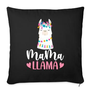 Mama Llama Llama Alpaca Mama - Sofa pillowcase 17,3'' x 17,3'' (45 x 45 cm) - black - Front